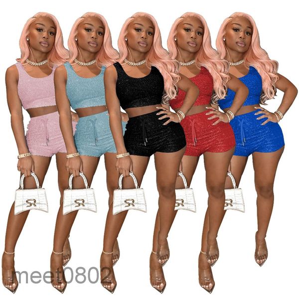 women's tracksuits shorts 2021 new designer u-neck clothing bling fancy color two piece sets slim vest fashion nightclub suit, Gray
women's tracksuits shorts 2021 new designer u-neck clothing bling fancy color two piece sets slim vest fashion nightclub suit, Gray