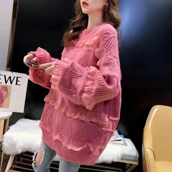 women's sweaters lace stitching sweater 2021 autumn and winter elegant knitted pullover casual loose solid color long-sleeved, White;black
women's sweaters lace stitching sweater 2021 autumn and winter elegant knitted pullover casual loose solid color long-sleeved, White;black