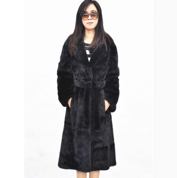 women's fur & faux 2021 vetement winter mink coat turn-down collar long furry outwear belt slim jacket plus size 306, Black
women's fur & faux 2021 vetement winter mink coat turn-down collar long furry outwear belt slim jacket plus size 306, Black