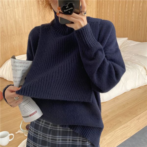 fashion sweaters streetwear retro elegance turtleneck chic solid loose pullovers women warm clothe 210416, White;black
fashion sweaters streetwear retro elegance turtleneck chic solid loose pullovers women warm clothe 210416, White;black
