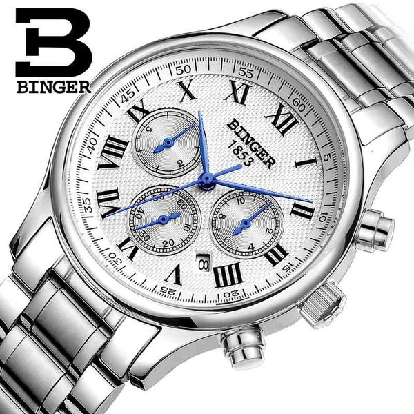 authentic switzerland binger mark men automatic mechanical complete steel calendar leather band fashion watch watertight, Slivery;brown
authentic switzerland binger mark men automatic mechanical complete steel calendar leather band fashion watch watertight, Slivery;brown