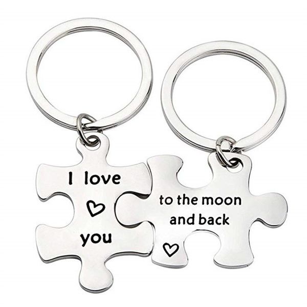 engraved stainless steel jigsaw keychain couple key ring valentine's day gift his crazy her weirdo diy can be customized wholesale, Silver
engraved stainless steel jigsaw keychain couple key ring valentine's day gift his crazy her weirdo diy can be customized wholesale, Silver