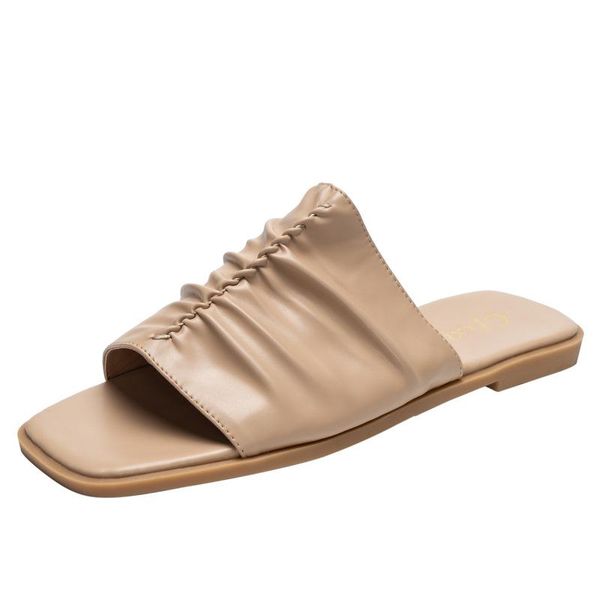 slippers pleated british fashion simple solid color summer casual flat bottom women's sandals, Black
slippers pleated british fashion simple solid color summer casual flat bottom women's sandals, Black