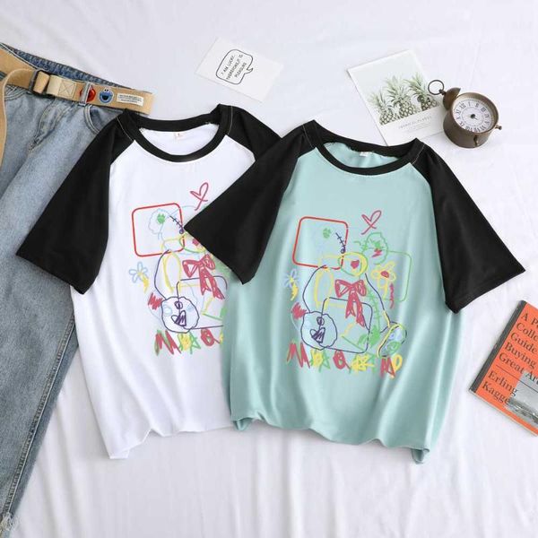 women's t-shirt summer women fashion spell color splice t shirt casual cute doodle bear graphics print kawaii korean all-match pullove, White
women's t-shirt summer women fashion spell color splice t shirt casual cute doodle bear graphics print kawaii korean all-match pullove, White