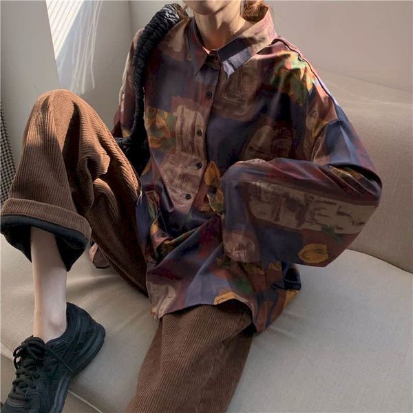 women's blouses & shirts hong kong retro long sleeved shirt, korean harajuku native loose street clothes, White
women's blouses & shirts hong kong retro long sleeved shirt, korean harajuku native loose street clothes, White