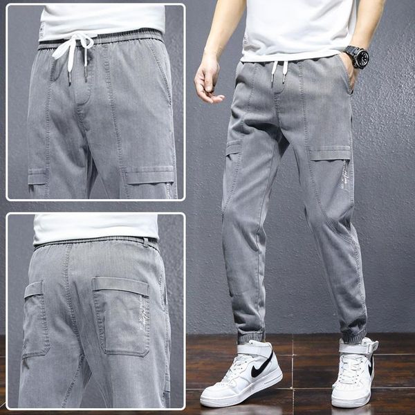 spring autumn quality brand men's fashion casual cotton loose denim harem pants mens slim solid color elastic lace-up jeans, Blue
spring autumn quality brand men's fashion casual cotton loose denim harem pants mens slim solid color elastic lace-up jeans, Blue