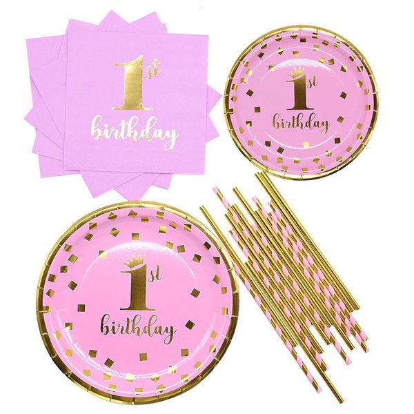 disposable dinnerware 1st birthday party tableware set handmade pink baby gender reveal baptism decor paper crafts cup plate banner shower s
disposable dinnerware 1st birthday party tableware set handmade pink baby gender reveal baptism decor paper crafts cup plate banner shower s