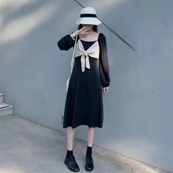 casual dresses women square collar long sleeve sweet fashion bandage retro splicing color elegant vintage knee dress a-line, Black;gray
casual dresses women square collar long sleeve sweet fashion bandage retro splicing color elegant vintage knee dress a-line, Black;gray
