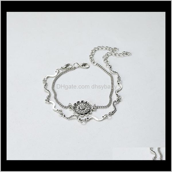 anklets drop delivery 2021 bohemian double anklet female holiday beach style retro sier flower jewelry european and american accessories qtc, Red;blue
anklets drop delivery 2021 bohemian double anklet female holiday beach style retro sier flower jewelry european and american accessories qtc, Red;blue