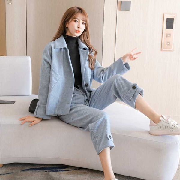 autumn and winter thick warm houndstooth woolen two-piece suit small fragrance women's two piece pants, White
autumn and winter thick warm houndstooth woolen two-piece suit small fragrance women's two piece pants, White