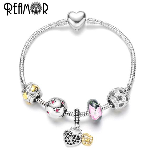 charm bracelets reamor women 316l stainless steel snake chain heart clasp lovely gold dangle charms bangles, Golden;silver
charm bracelets reamor women 316l stainless steel snake chain heart clasp lovely gold dangle charms bangles, Golden;silver