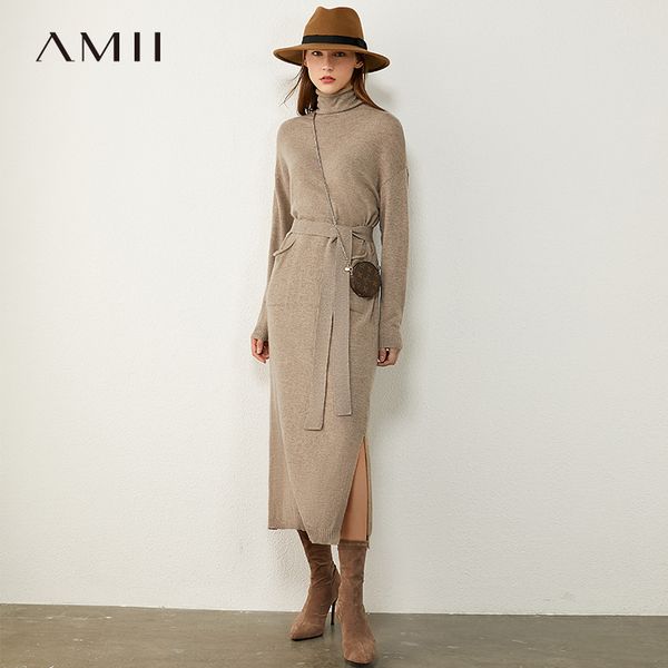 amii minimalism autumn fashion women sweater dress solid turtleneck slim fit belt dress causal calf-length female dress 12040304, Black;gray
amii minimalism autumn fashion women sweater dress solid turtleneck slim fit belt dress causal calf-length female dress 12040304, Black;gray