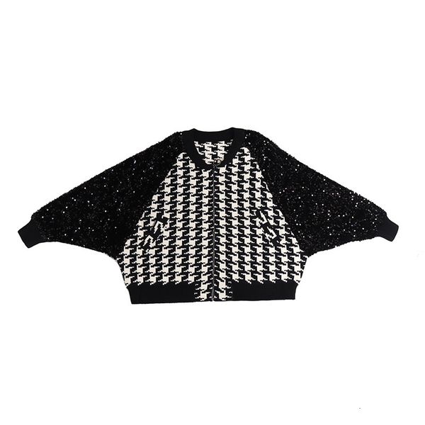 msxu houndstooth female fall winter sequins loose and thin baseball jacket uniform, Black;brown
msxu houndstooth female fall winter sequins loose and thin baseball jacket uniform, Black;brown