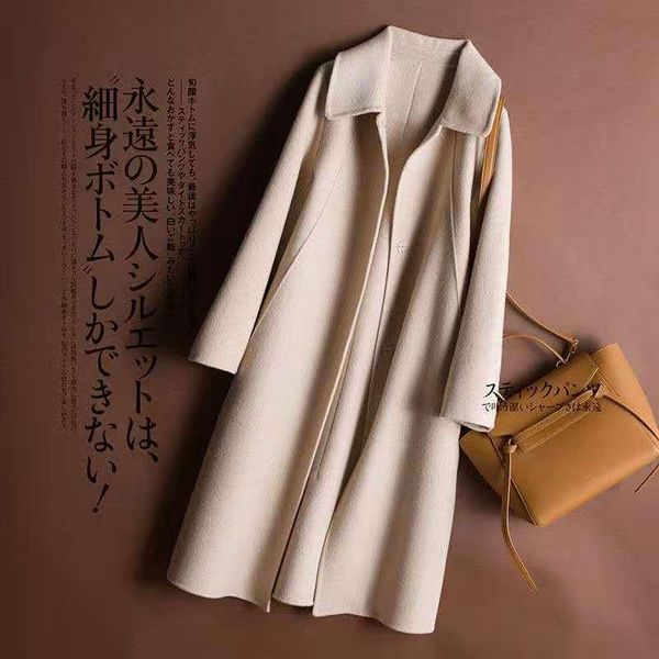 women's wool & blends double sided cashmere coat medium length suit woolen face windbreaker winter 2021, Black
women's wool & blends double sided cashmere coat medium length suit woolen face windbreaker winter 2021, Black