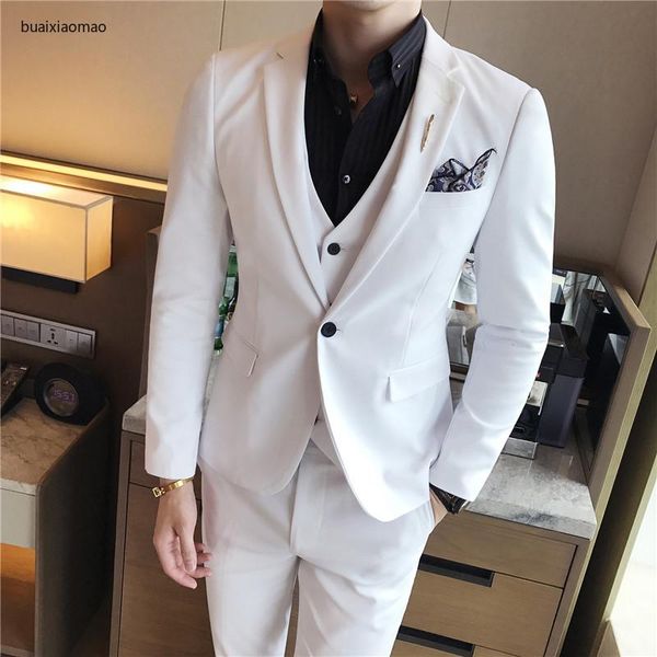( jacket + vest pants ) mens suit solid color classic suits red prom black white blue slim groom wedding dress men's & blazers, White;black
( jacket + vest pants ) mens suit solid color classic suits red prom black white blue slim groom wedding dress men's & blazers, White;black