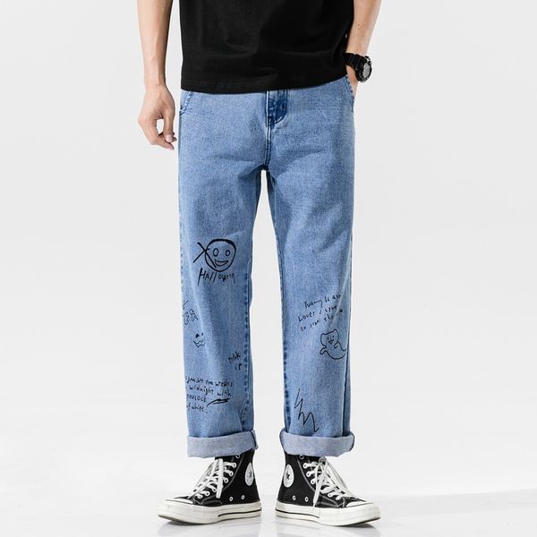 jeans drawings animated graffiti beautiful leg long autumn straight capris loose denim female student brim pants, Blue
jeans drawings animated graffiti beautiful leg long autumn straight capris loose denim female student brim pants, Blue