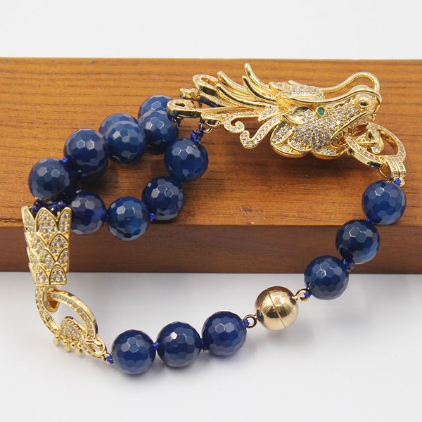 guaiguai jewelry natural 10mm round faceted blue agates cz pave dragon connector bracelet for women lady jewelry, Black
guaiguai jewelry natural 10mm round faceted blue agates cz pave dragon connector bracelet for women lady jewelry, Black