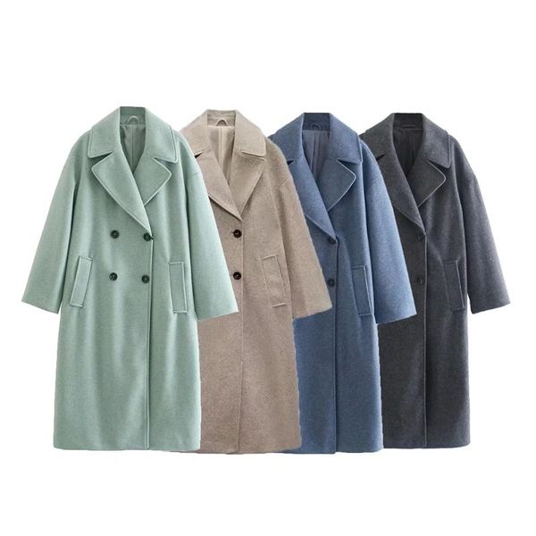 women's wool & blends dylqfs 2021 women autumn office lady solid long sleeve coat female vintage streetwear double breasted casual loos, Black
women's wool & blends dylqfs 2021 women autumn office lady solid long sleeve coat female vintage streetwear double breasted casual loos, Black