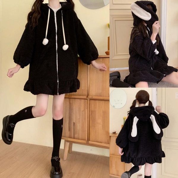 women's jackets women winter long sleeve fuzzy hooded jacket harajuku kawaii ears zip up cardigan coat plush warm ruffles outwear, Black;brown
women's jackets women winter long sleeve fuzzy hooded jacket harajuku kawaii ears zip up cardigan coat plush warm ruffles outwear, Black;brown