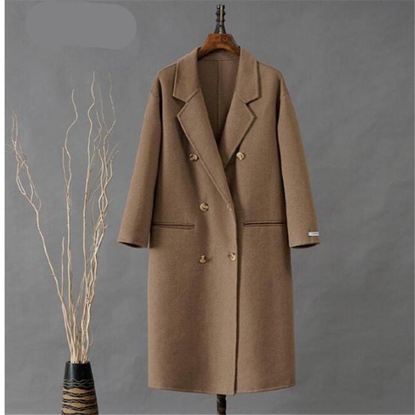 women's wool & blends autumn winter fashion mid-length double-breasted long-sleeved loose double-sided coat temperament female trend 09, Black
women's wool & blends autumn winter fashion mid-length double-breasted long-sleeved loose double-sided coat temperament female trend 09, Black