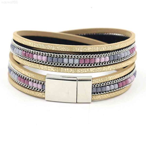 luxury bohemian style women's fashion multi-layer diamond inlaid chain magnet buckle simple and beautiful leather designer jewelrymen b, Golden;silver
luxury bohemian style women's fashion multi-layer diamond inlaid chain magnet buckle simple and beautiful leather designer jewelrymen b, Golden;silver