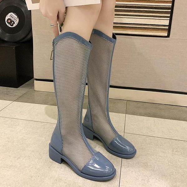 rimocy breathable mesh long sandals boots women patent leather square heels knee high woman hollow out shoes ladies, Black
rimocy breathable mesh long sandals boots women patent leather square heels knee high woman hollow out shoes ladies, Black