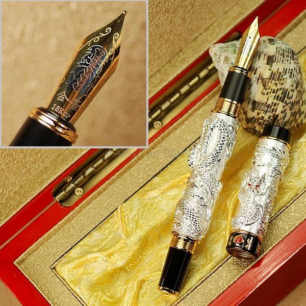 fountain pens jinhao ancient double dragon playing pearl, metal carving embossing heavy pen silver for writing with gift box
fountain pens jinhao ancient double dragon playing pearl, metal carving embossing heavy pen silver for writing with gift box