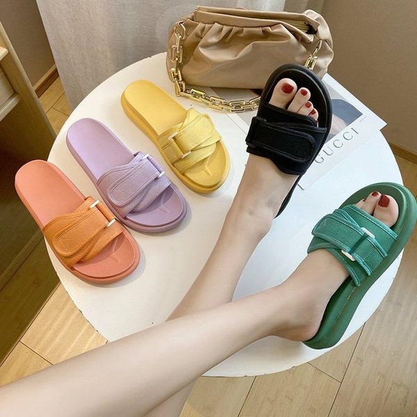 slippers candy-colored open-toed for women's outer wear 2021 summer style with a hundred waterproof beach, Black
slippers candy-colored open-toed for women's outer wear 2021 summer style with a hundred waterproof beach, Black