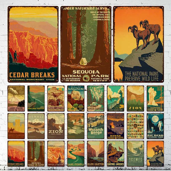affiches de paysage rétro vintage parc national en métal, signes en étain, film d'art, peinture en fer, décor de maison, bar, décoratio
affiches de paysage rétro vintage parc national en métal, signes en étain, film d'art, peinture en fer, décor de maison, bar, décoratio