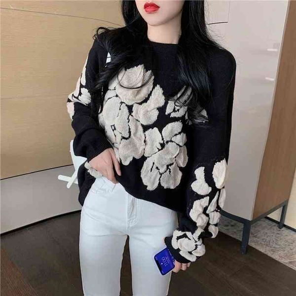 autumn winter floral print sweater women knitted pullover femme sweaters knitted oversize black sweater jumper, White;black
autumn winter floral print sweater women knitted pullover femme sweaters knitted oversize black sweater jumper, White;black