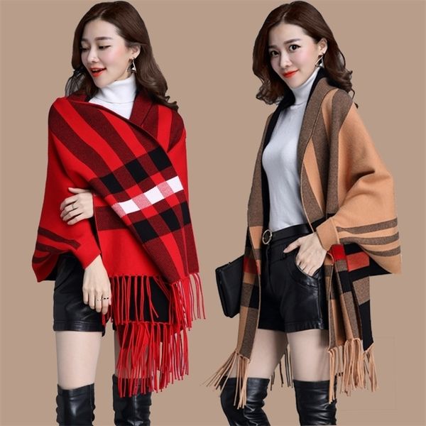 autumn and winter knitted cloak women's thickened with sleeves spring autumn fashion plaid shawl outside, Blue;black
autumn and winter knitted cloak women's thickened with sleeves spring autumn fashion plaid shawl outside, Blue;black