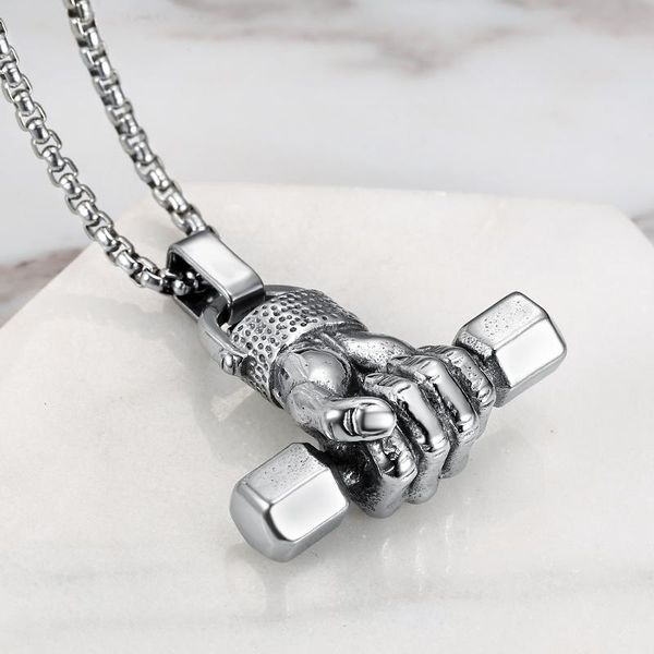 pendant necklaces hip hop silver color 316l stainless steel necklace long retro fist dumbbell chain sports jewelry
pendant necklaces hip hop silver color 316l stainless steel necklace long retro fist dumbbell chain sports jewelry
