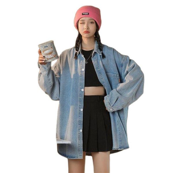 women's jackets autumn spring women coat fashion casual washed denim blouse leisure style loose long sleeve female youth shirt, Black;brown
women's jackets autumn spring women coat fashion casual washed denim blouse leisure style loose long sleeve female youth shirt, Black;brown