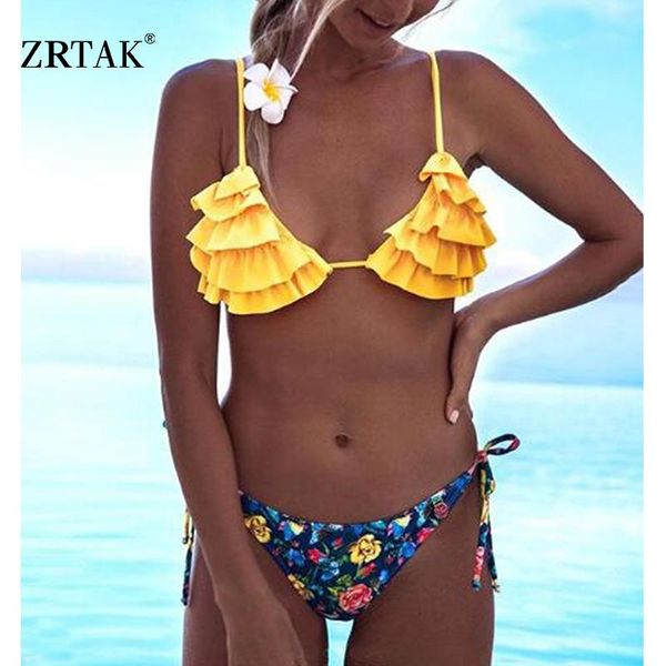 women's swimwear zrtak ruffle bikini solid floral swimsuit lace up bandage women string white bathing suits yellow biquini 2021, White;black
women's swimwear zrtak ruffle bikini solid floral swimsuit lace up bandage women string white bathing suits yellow biquini 2021, White;black
