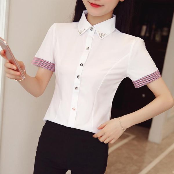 summer women short sleeve white office lady shirts blouse casual plaid slim blouses women's &
summer women short sleeve white office lady shirts blouse casual plaid slim blouses women's &