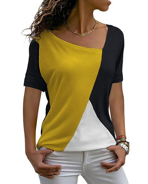 summer casual v neck womens t shirt short sleeve patchwork fashion streetwear loose ladies tee, White
summer casual v neck womens t shirt short sleeve patchwork fashion streetwear loose ladies tee, White