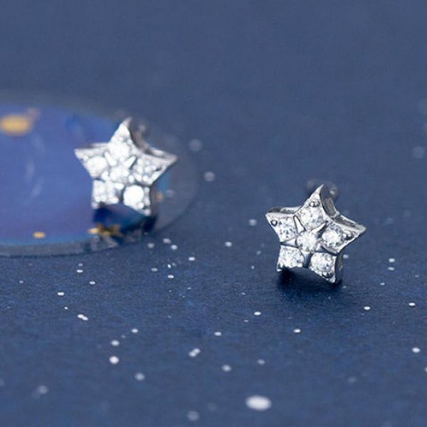 sterling silver stud earrings five-pointed star zircon luxury ear jewelry sweet small fashion for women, Golden;silver
sterling silver stud earrings five-pointed star zircon luxury ear jewelry sweet small fashion for women, Golden;silver