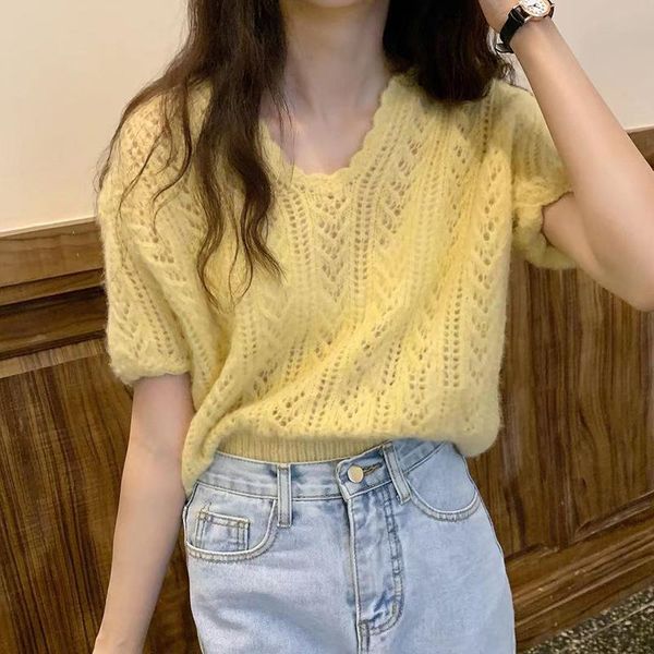 women's sweaters dabourfeel women casual knitted hollow out round-neck solid color short-sleeved female wear lazy style loose vintage 2, White;black
women's sweaters dabourfeel women casual knitted hollow out round-neck solid color short-sleeved female wear lazy style loose vintage 2, White;black