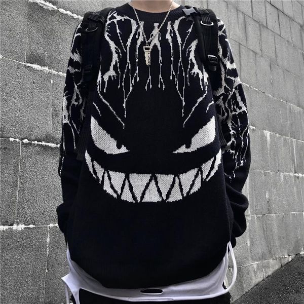 harajuku men's and women's knitted black large sweater, hip-hop style, gothic, autumn, 2021, White;black
harajuku men's and women's knitted black large sweater, hip-hop style, gothic, autumn, 2021, White;black