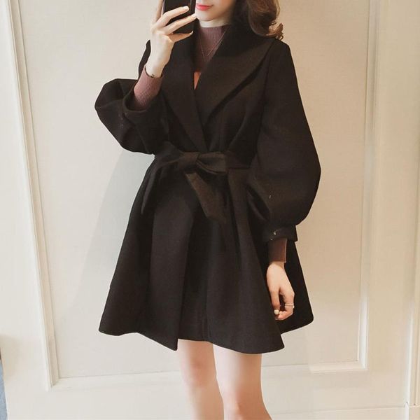 women's wool & blends trench coat 2021 spring and autumn korean loose small woolen casual thickened short lantern sleeve windbreaker wo, Black
women's wool & blends trench coat 2021 spring and autumn korean loose small woolen casual thickened short lantern sleeve windbreaker wo, Black