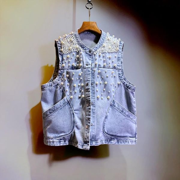 spring summer korean beaded denim vest women waistcoat jacket outerwear women's vests, Black;white
spring summer korean beaded denim vest women waistcoat jacket outerwear women's vests, Black;white