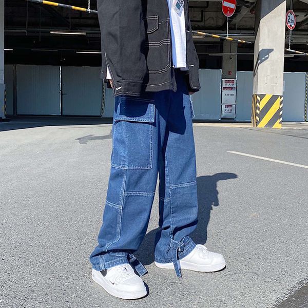 men 2021 denim new white broek loose straight jeans streetwear hip-hop casual skateboard pants unisex, Blue
men 2021 denim new white broek loose straight jeans streetwear hip-hop casual skateboard pants unisex, Blue