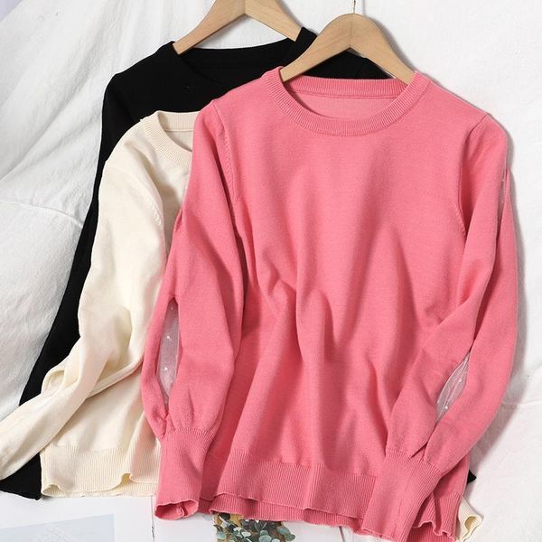 fashion stitching mesh long sleeve sweater winter round neck looks thin and versatile korean knitted for women women's sweaters, White;black
fashion stitching mesh long sleeve sweater winter round neck looks thin and versatile korean knitted for women women's sweaters, White;black