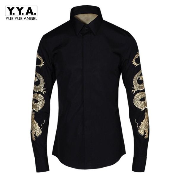 brand men slim fit wedding dress shirts dragon embroidery formal business man office work long sleeved spring large size men's, White;black
brand men slim fit wedding dress shirts dragon embroidery formal business man office work long sleeved spring large size men's, White;black
