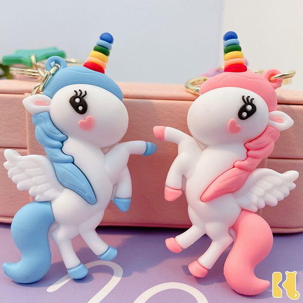 2021 fashion keychain cartoon cute rainbow horse unicorn key chain ring fashion bag pendant couple doll small gift, Silver 
2021 fashion keychain cartoon cute rainbow horse unicorn key chain ring fashion bag pendant couple doll small gift, Silver