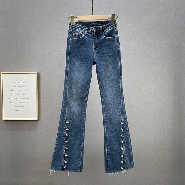 women's jeans split for women 2022 spring autumn high waist pearl buttons flared pants office lady blue jean elastic denim trousers
women's jeans split for women 2022 spring autumn high waist pearl buttons flared pants office lady blue jean elastic denim trousers