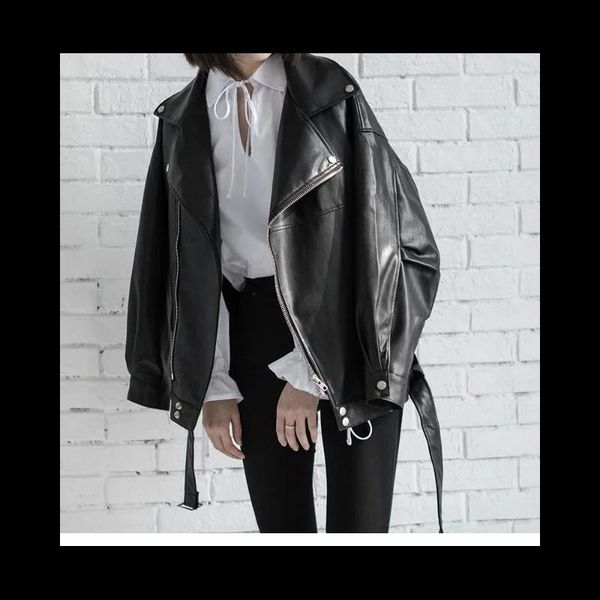 women's leather & faux spring black pu loose turn-down collar zipper fashion women wild jacket belt biker outerwear
women's leather & faux spring black pu loose turn-down collar zipper fashion women wild jacket belt biker outerwear