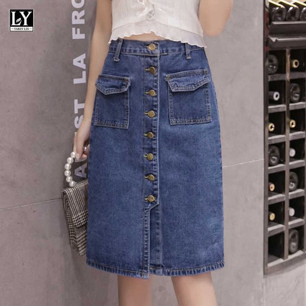 ly varey lin spring summer women casual single breasted denim skirts vintage high waist a line mid length female 210526, Black
ly varey lin spring summer women casual single breasted denim skirts vintage high waist a line mid length female 210526, Black