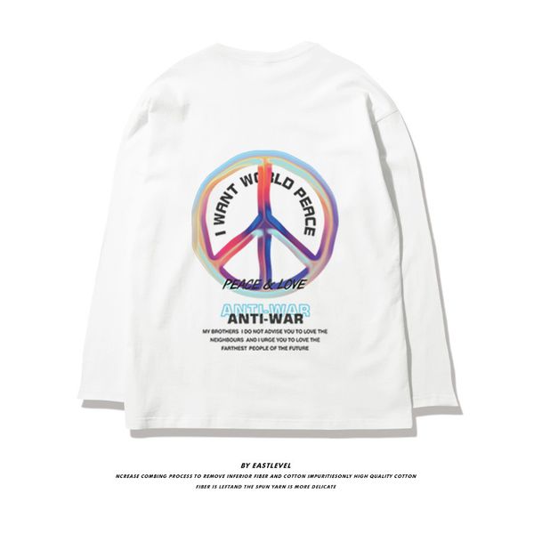 zues spring round neck long sleeve high street cotton loose t-shirt men's fashion anti war base shirt, White;black
zues spring round neck long sleeve high street cotton loose t-shirt men's fashion anti war base shirt, White;black