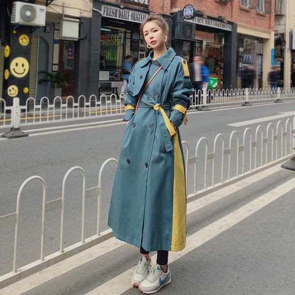 women's trench coats korean style double-breasted coat women oversize long loose duster for lady spring autumn outerwear with belt, Tan;black
women's trench coats korean style double-breasted coat women oversize long loose duster for lady spring autumn outerwear with belt, Tan;black
